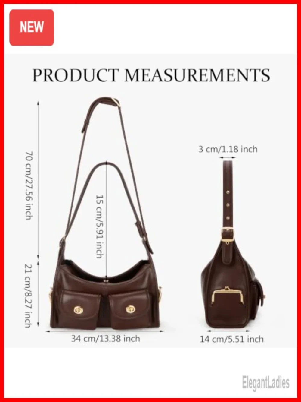 Turn Lock Hobo Shoulder Bag for Women Large Multi-Pocket Tote Crossbody Faux
